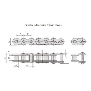 Lanț cu role de precizie cu pas scurt din seria A