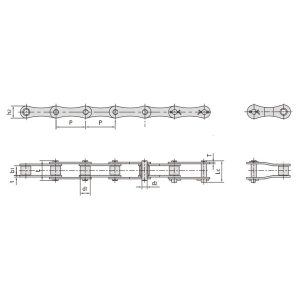 lanț de transmisie cu pas dublu