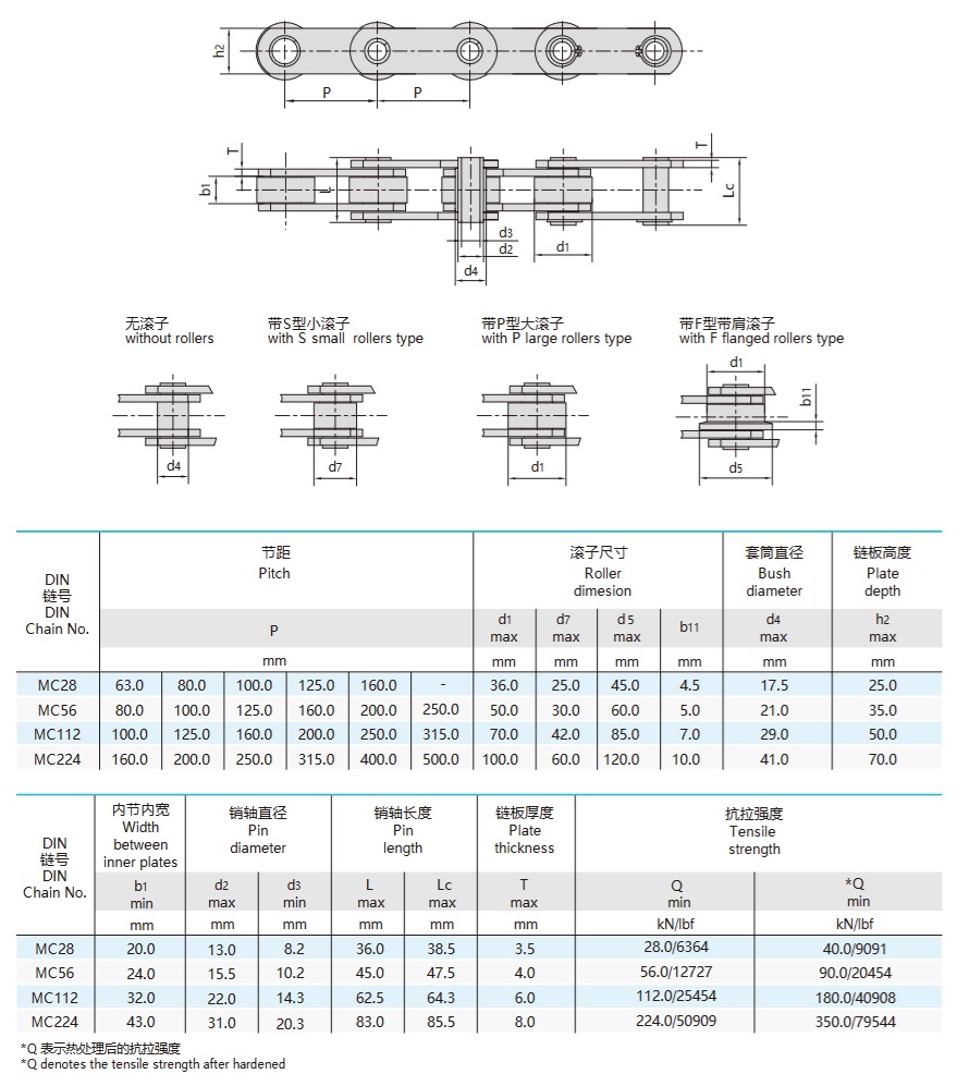 mc serie metrică hollow pin transportor categorie lanț