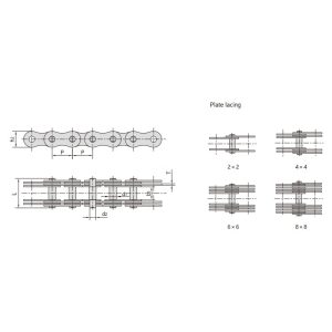 lanț cu știfturi cu mai multe plăci