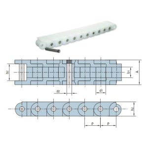 lanț cu role din plastic cu pas scurt