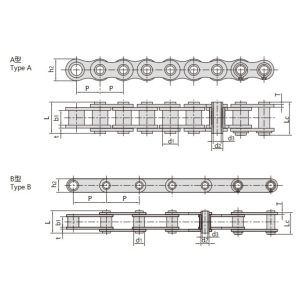 lanț cu știfturi goale din oțel inoxidabil